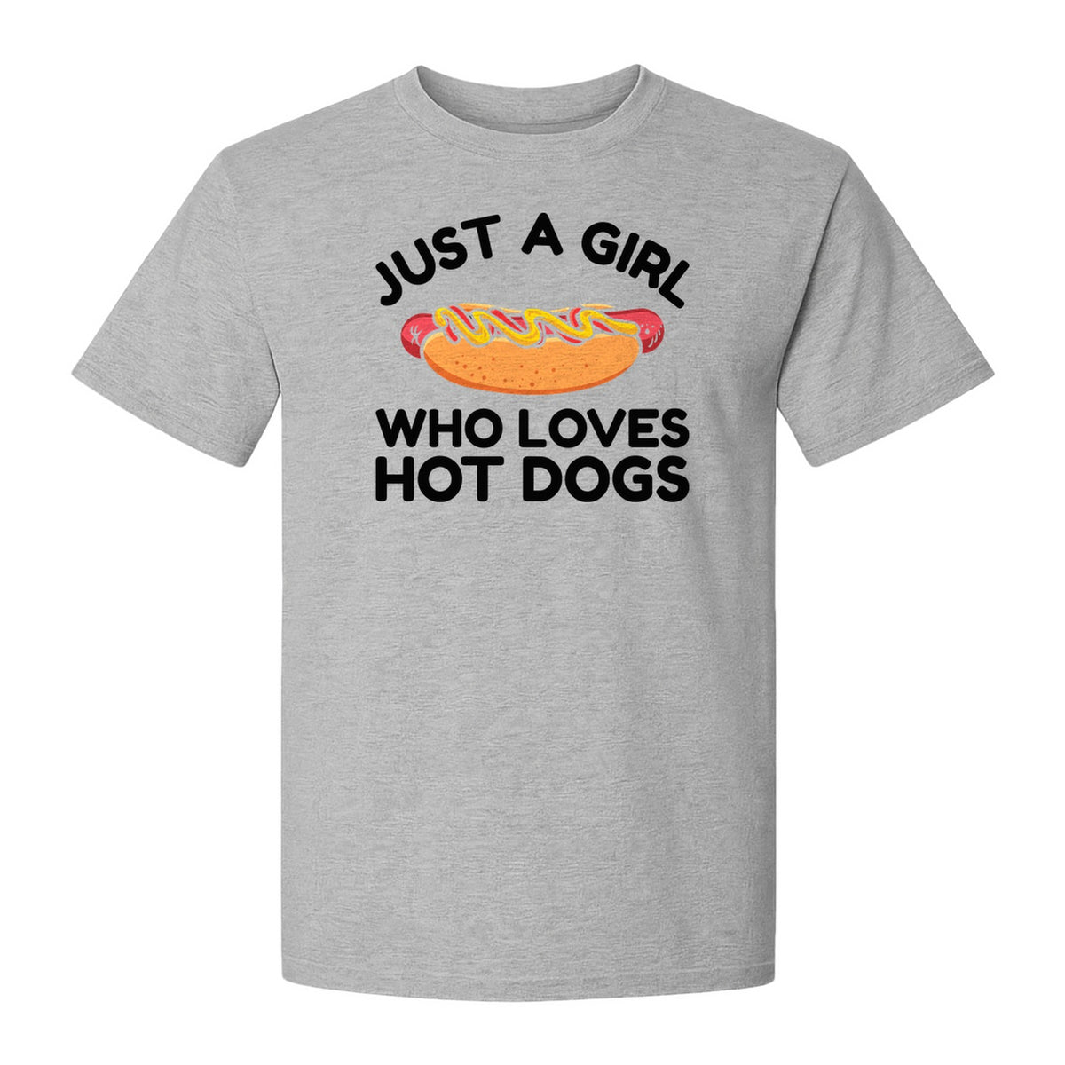Just a Girl Who Loves Hot Dogs T-Shirt, Funny Foodie Graphic for Cookouts, Barbecues and Birthday Parties