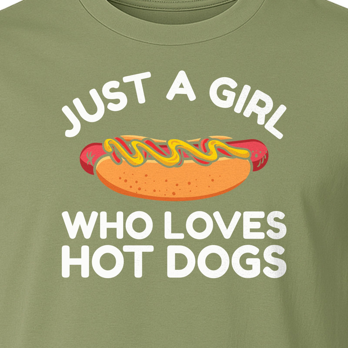 Just a Girl Who Loves Hot Dogs T-Shirt, Funny Foodie Graphic for Cookouts, Barbecues and Birthday Parties