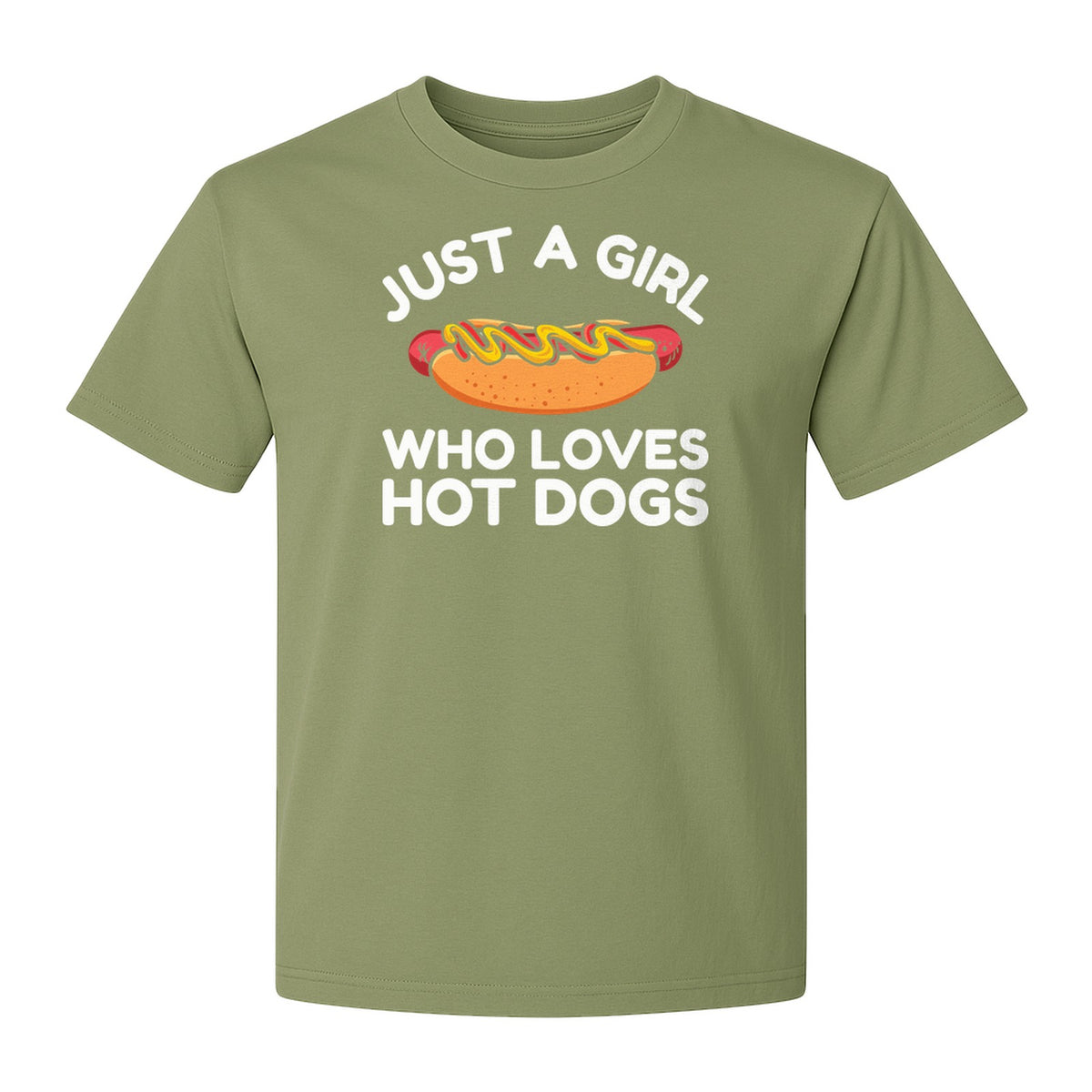 Just a Girl Who Loves Hot Dogs T-Shirt, Funny Foodie Graphic for Cookouts, Barbecues and Birthday Parties
