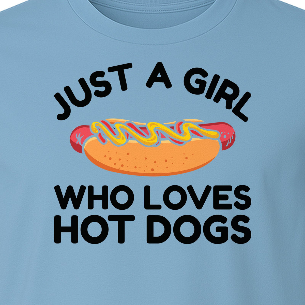 Just a Girl Who Loves Hot Dogs T-Shirt, Funny Foodie Graphic for Cookouts, Barbecues and Birthday Parties