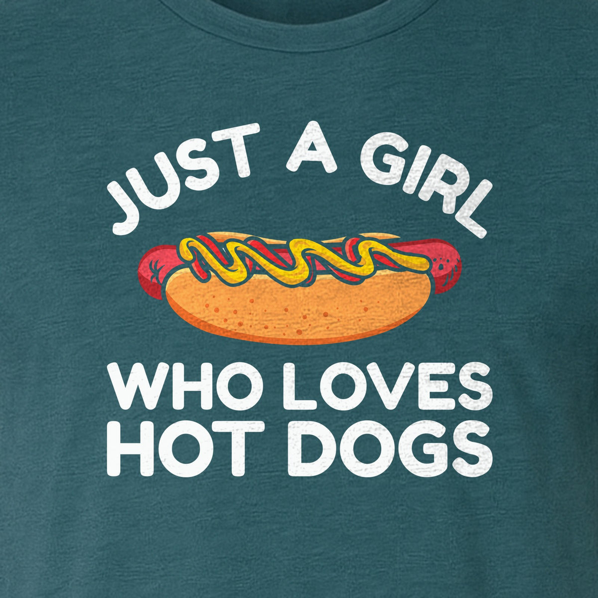 Just a Girl Who Loves Hot Dogs T-Shirt, Funny Foodie Graphic for Cookouts, Barbecues and Birthday Parties