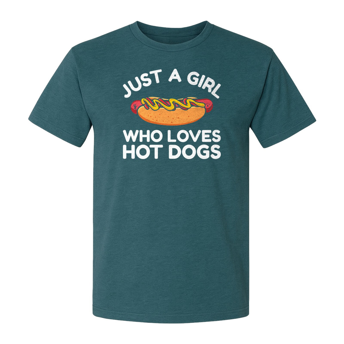 Just a Girl Who Loves Hot Dogs T-Shirt, Funny Foodie Graphic for Cookouts, Barbecues and Birthday Parties