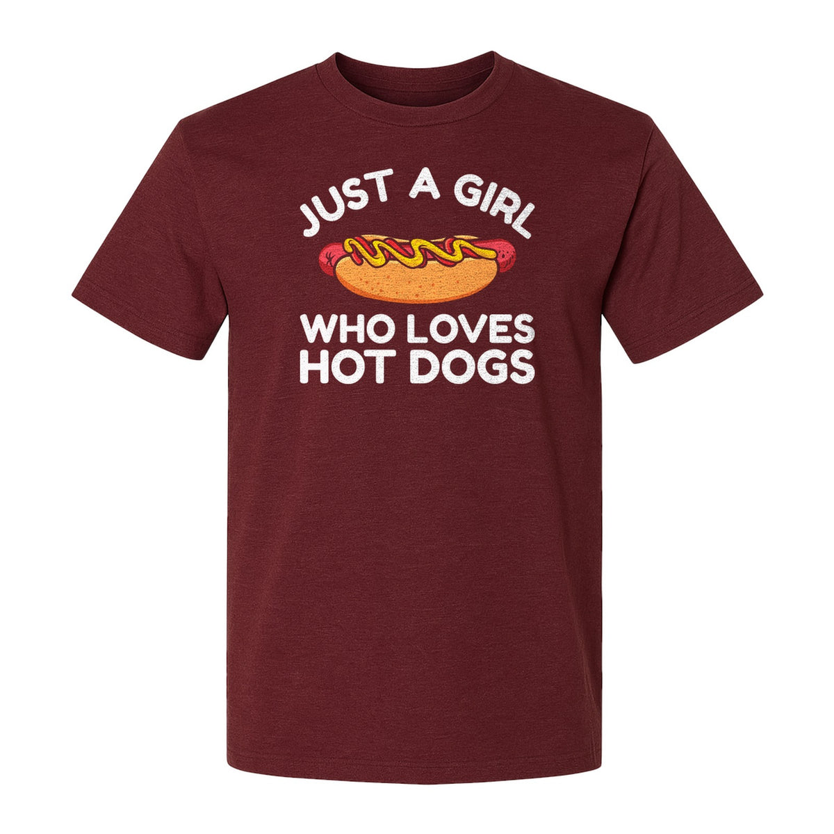 Just a Girl Who Loves Hot Dogs T-Shirt, Funny Foodie Graphic for Cookouts, Barbecues and Birthday Parties