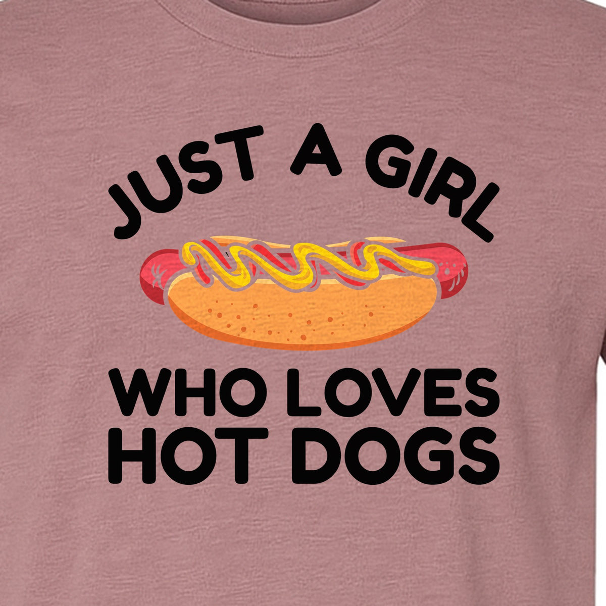 Just a Girl Who Loves Hot Dogs T-Shirt, Funny Foodie Graphic for Cookouts, Barbecues and Birthday Parties