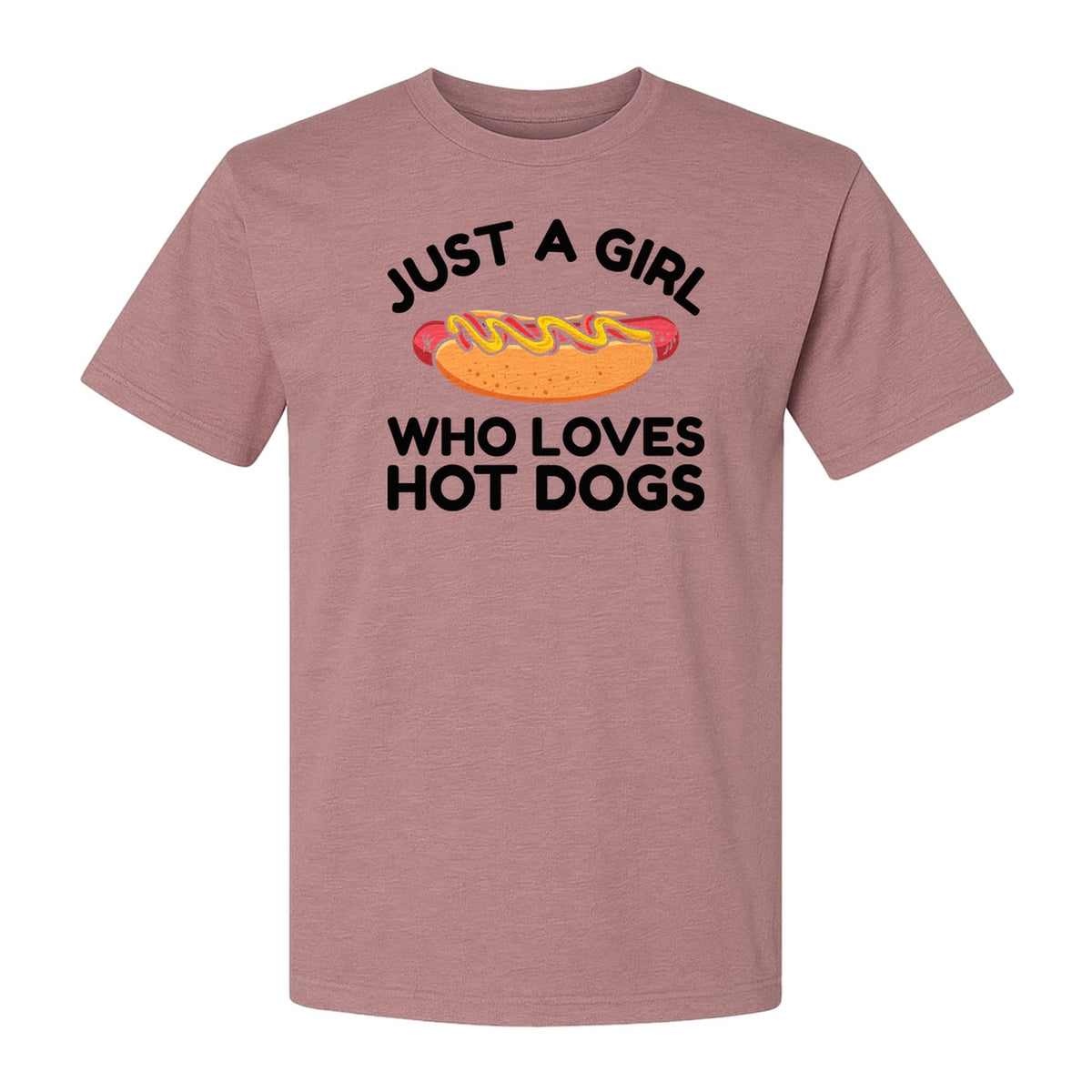 Just a Girl Who Loves Hot Dogs T-Shirt, Funny Foodie Graphic for Cookouts, Barbecues and Birthday Parties