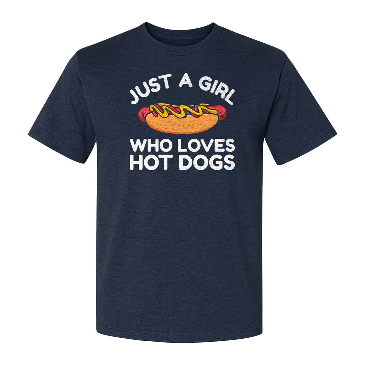 Just a Girl Who Loves Hot Dogs T-Shirt, Funny Foodie Graphic for Cookouts, Barbecues and Birthday Parties