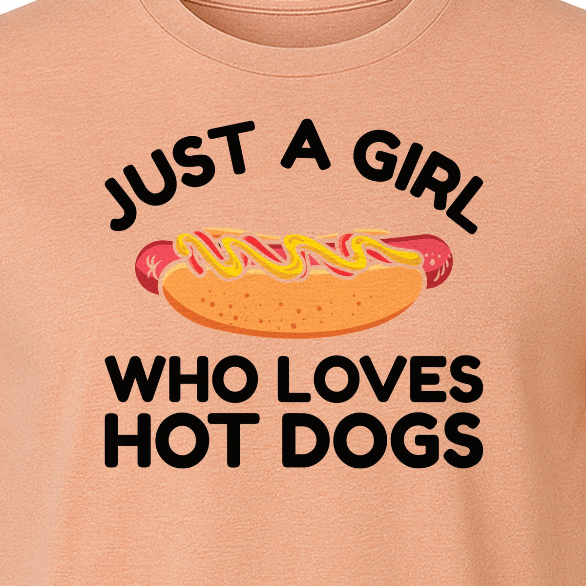 Just a Girl Who Loves Hot Dogs T-Shirt, Funny Foodie Graphic for Cookouts, Barbecues and Birthday Parties