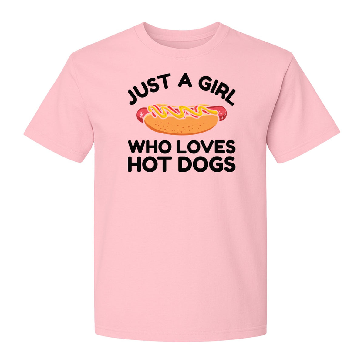 Just a Girl Who Loves Hot Dogs T-Shirt, Funny Foodie Graphic for Cookouts, Barbecues and Birthday Parties