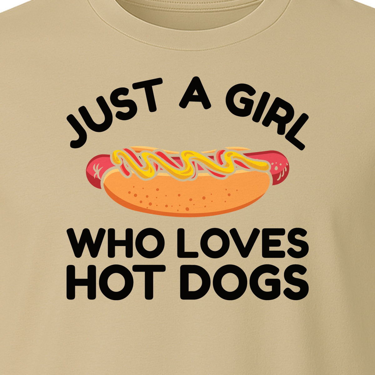 Just a Girl Who Loves Hot Dogs T-Shirt, Funny Foodie Graphic for Cookouts, Barbecues and Birthday Parties