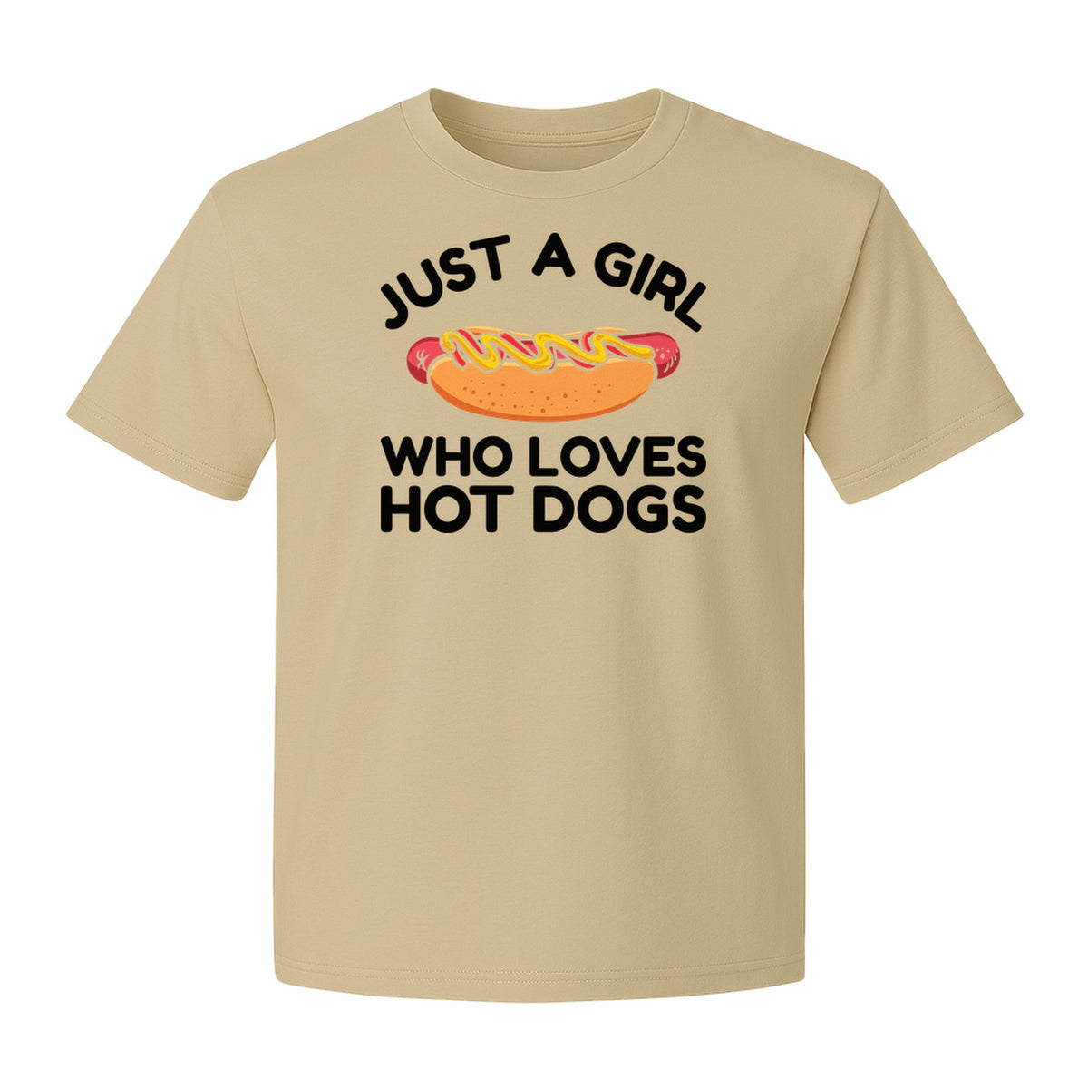 Just a Girl Who Loves Hot Dogs T-Shirt, Funny Foodie Graphic for Cookouts, Barbecues and Birthday Parties