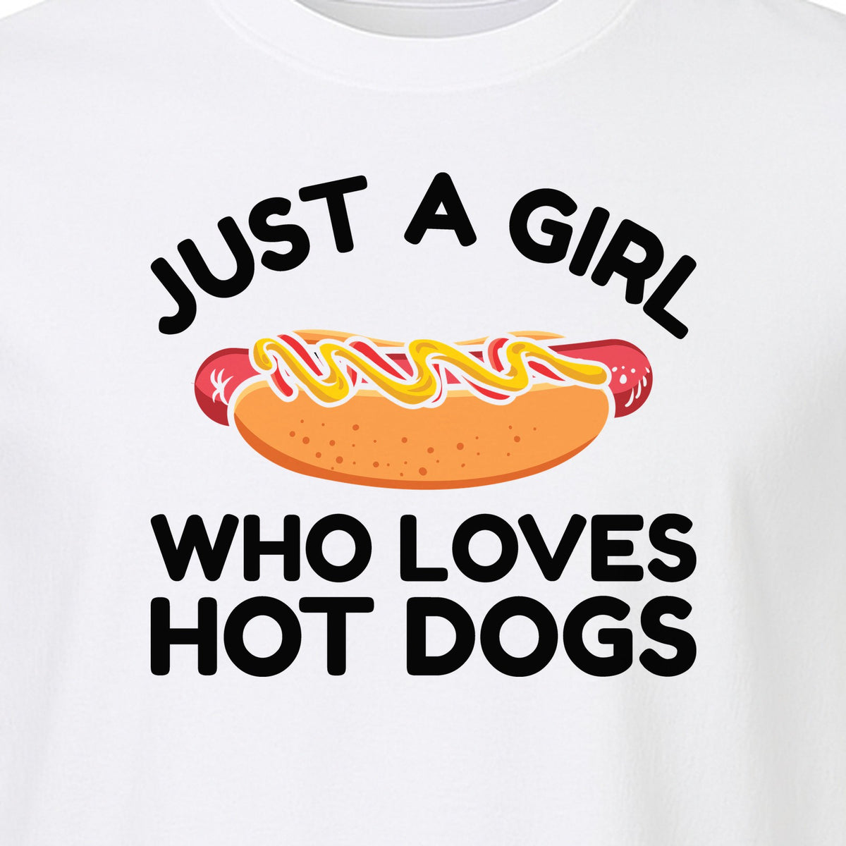 Just a Girl Who Loves Hot Dogs T-Shirt, Funny Foodie Graphic for Cookouts, Barbecues and Birthday Parties