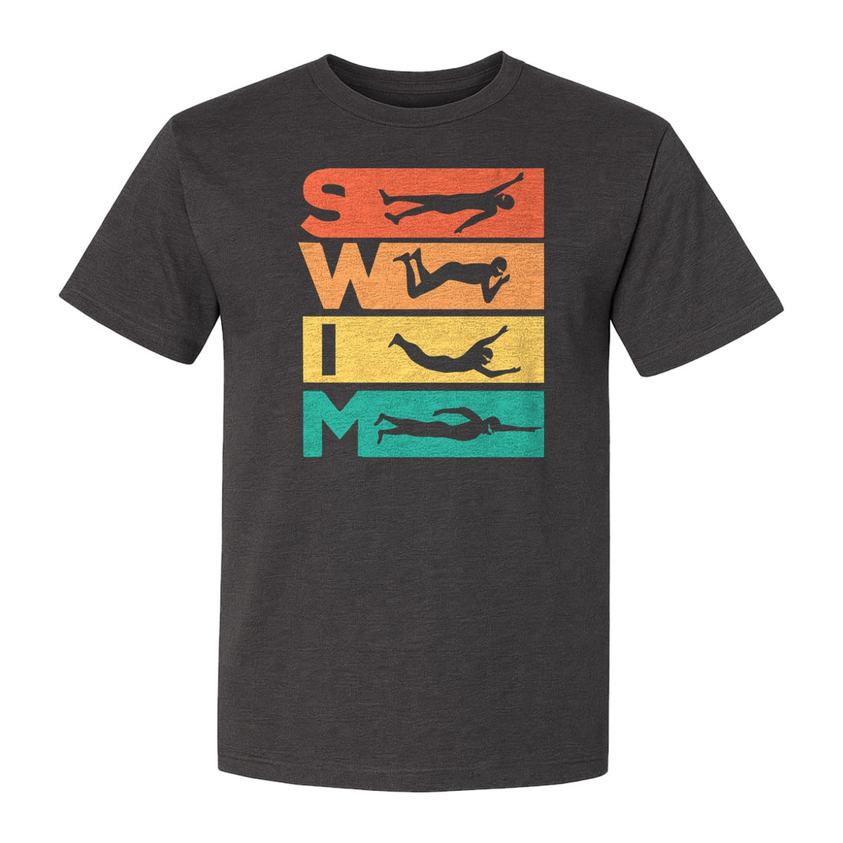 Swim T-Shirt, Retro Lettering and Swimmer Silhouette Graphic for Pool Lovers, Coaches and Athletes