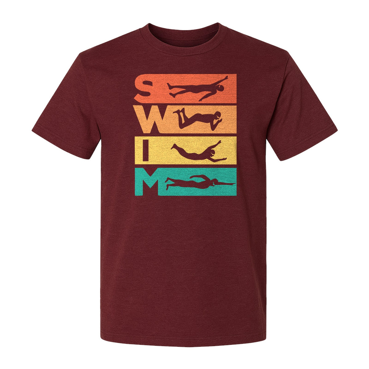 Swim T-Shirt, Retro Lettering and Swimmer Silhouette Graphic for Pool Lovers, Coaches and Athletes