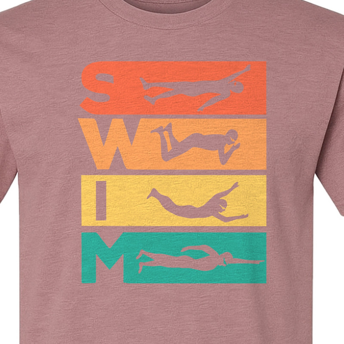 Swim T-Shirt, Retro Lettering and Swimmer Silhouette Graphic for Pool Lovers, Coaches and Athletes