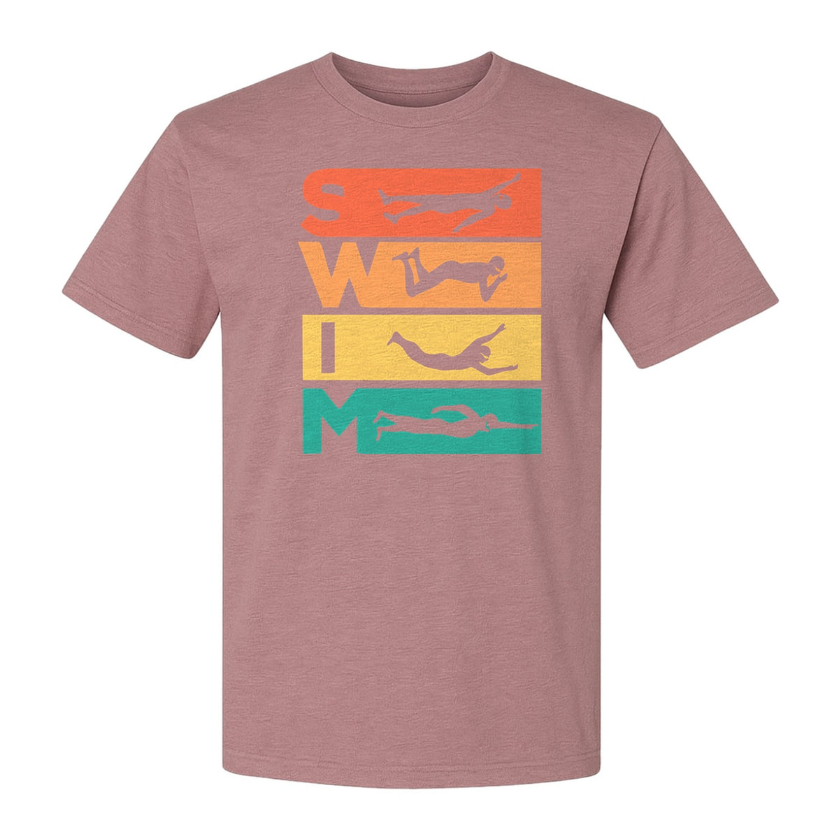 Swim T-Shirt, Retro Lettering and Swimmer Silhouette Graphic for Pool Lovers, Coaches and Athletes