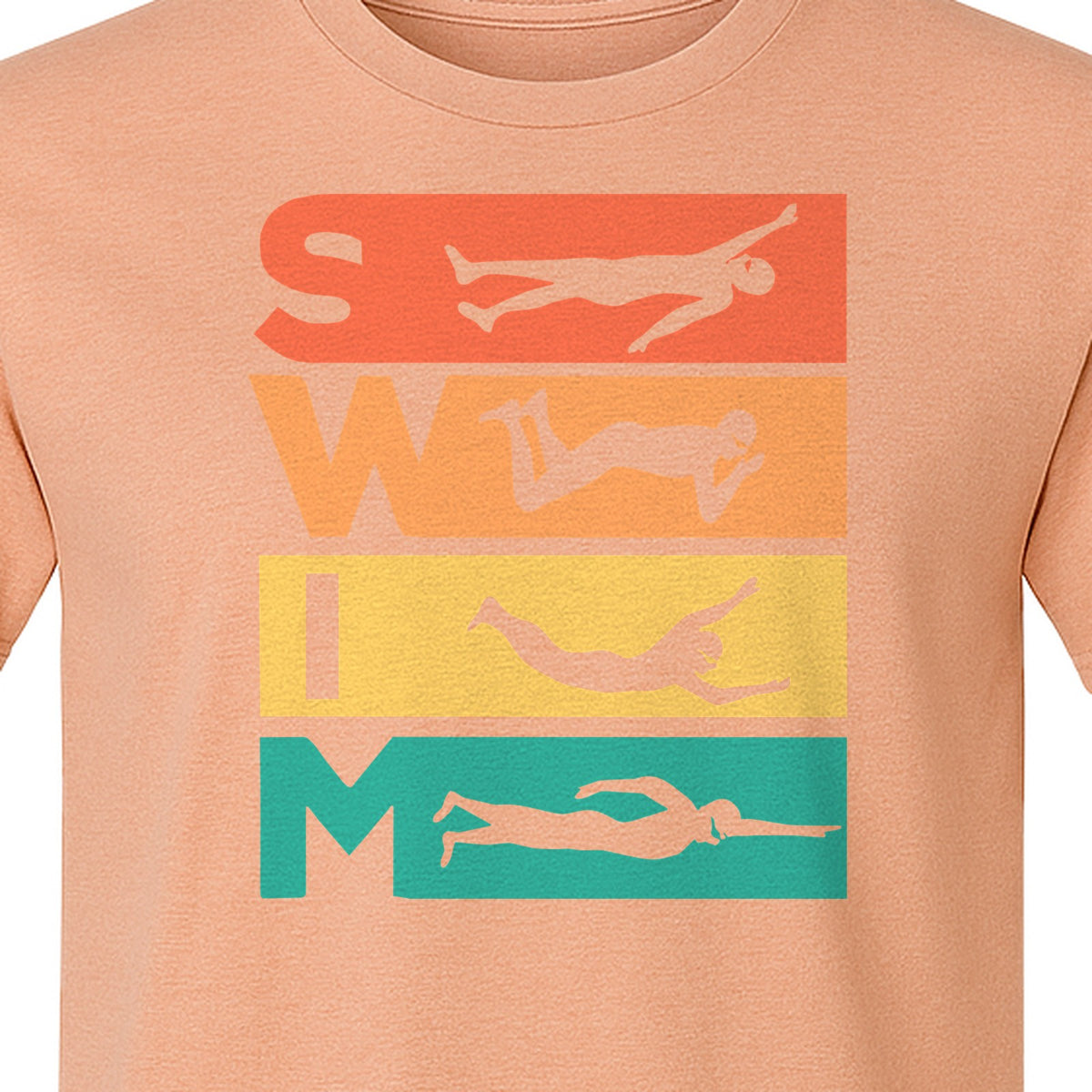 Swim T-Shirt, Retro Lettering and Swimmer Silhouette Graphic for Pool Lovers, Coaches and Athletes