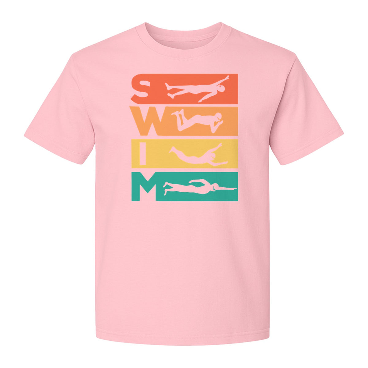 Swim T-Shirt, Retro Lettering and Swimmer Silhouette Graphic for Pool Lovers, Coaches and Athletes
