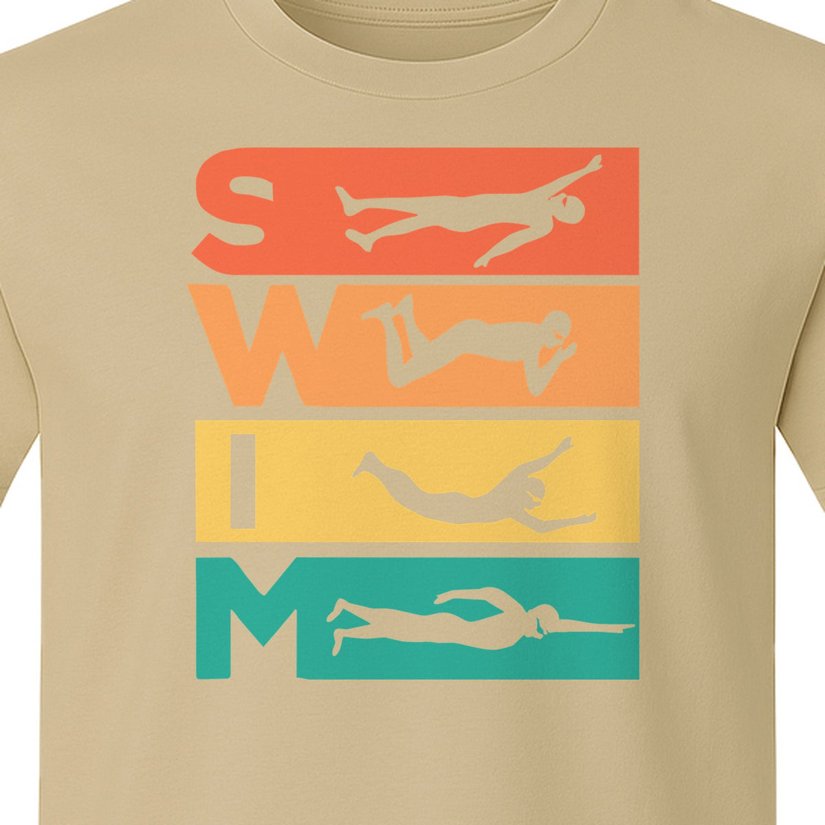 Swim T-Shirt, Retro Lettering and Swimmer Silhouette Graphic for Pool Lovers, Coaches and Athletes