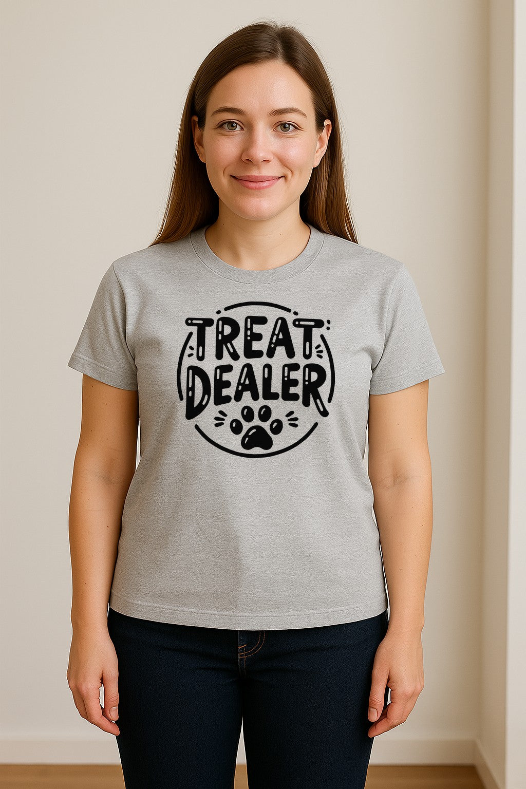 Treat Dealer Dog Trainer T-Shirt, Paw Print Graphic for Pet Parents and Canine Fans