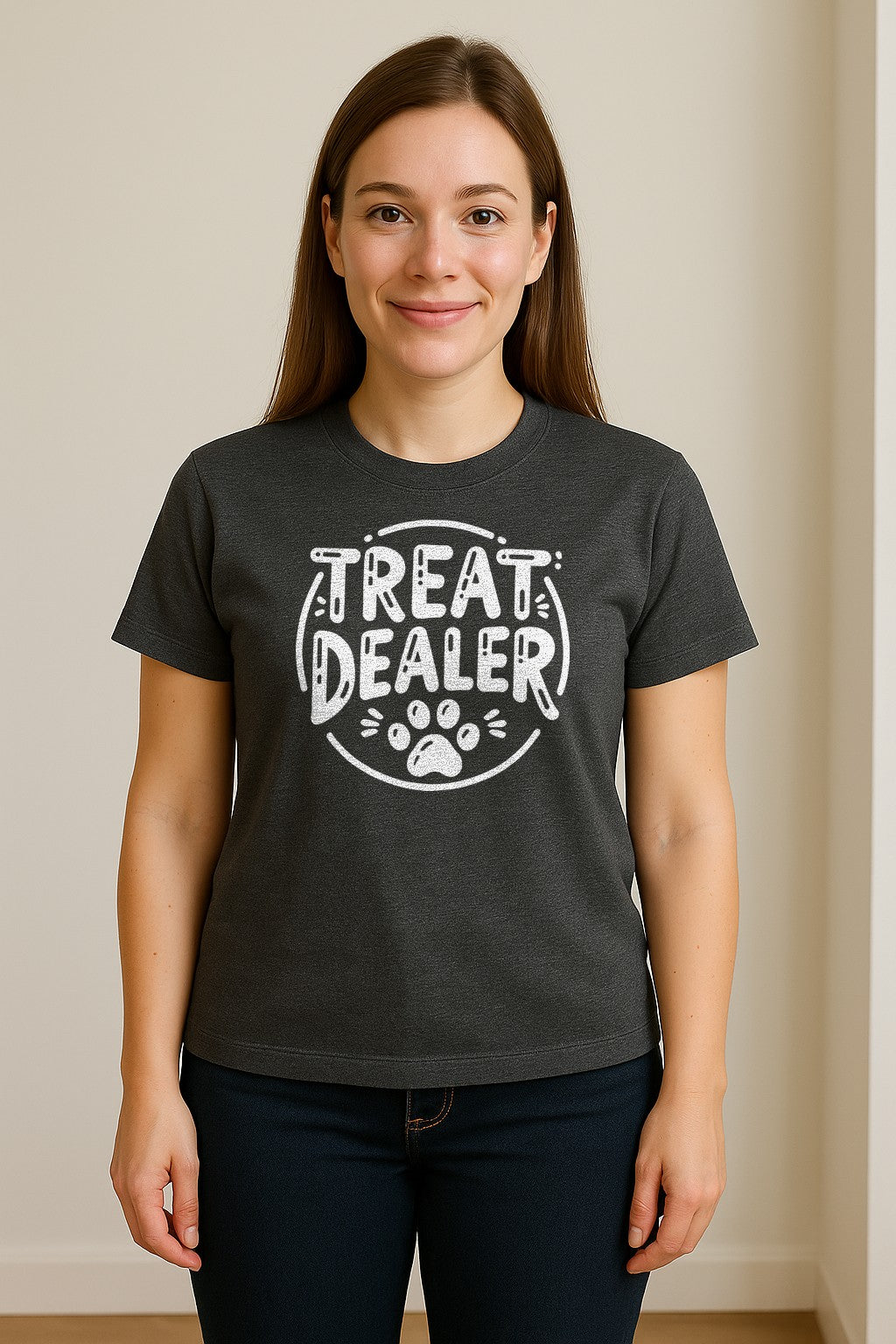 Treat Dealer Dog Trainer T-Shirt, Paw Print Graphic for Pet Parents and Canine Fans
