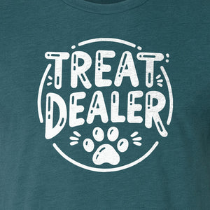 Treat Dealer Dog Trainer T-Shirt, Paw Print Graphic for Pet Parents and Canine Fans