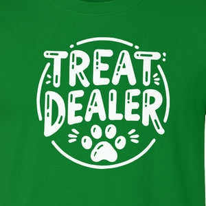 Treat Dealer Dog Trainer T-Shirt, Paw Print Graphic for Pet Parents and Canine Fans
