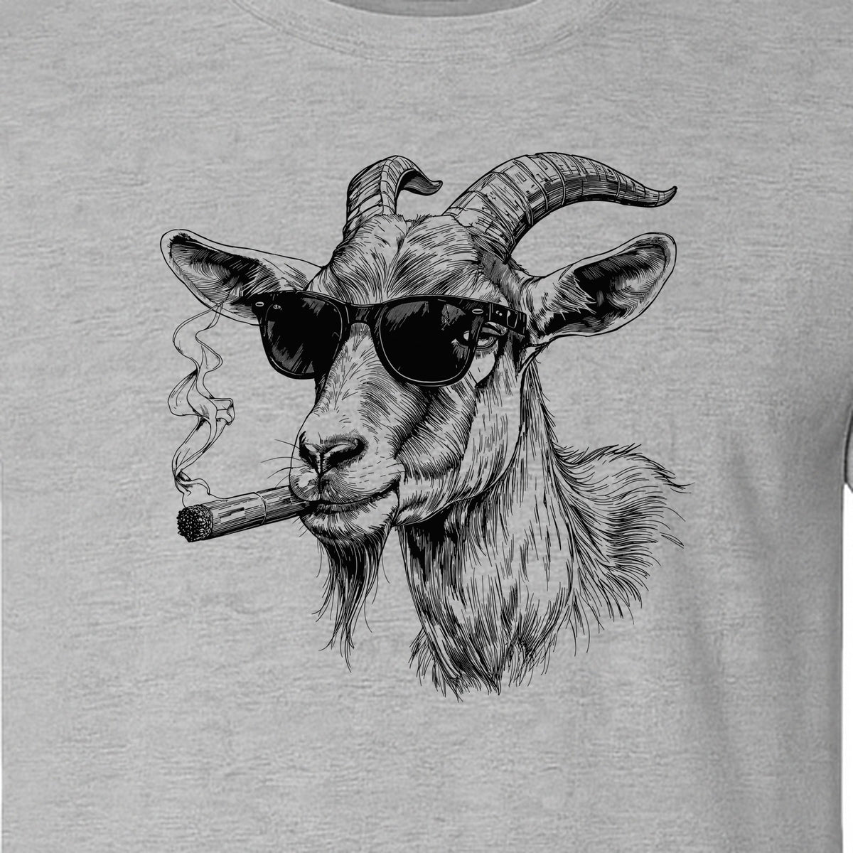 Goat T-Shirt, Sunglasses and Cigar Illustration for Funny Animal Graphic Fans