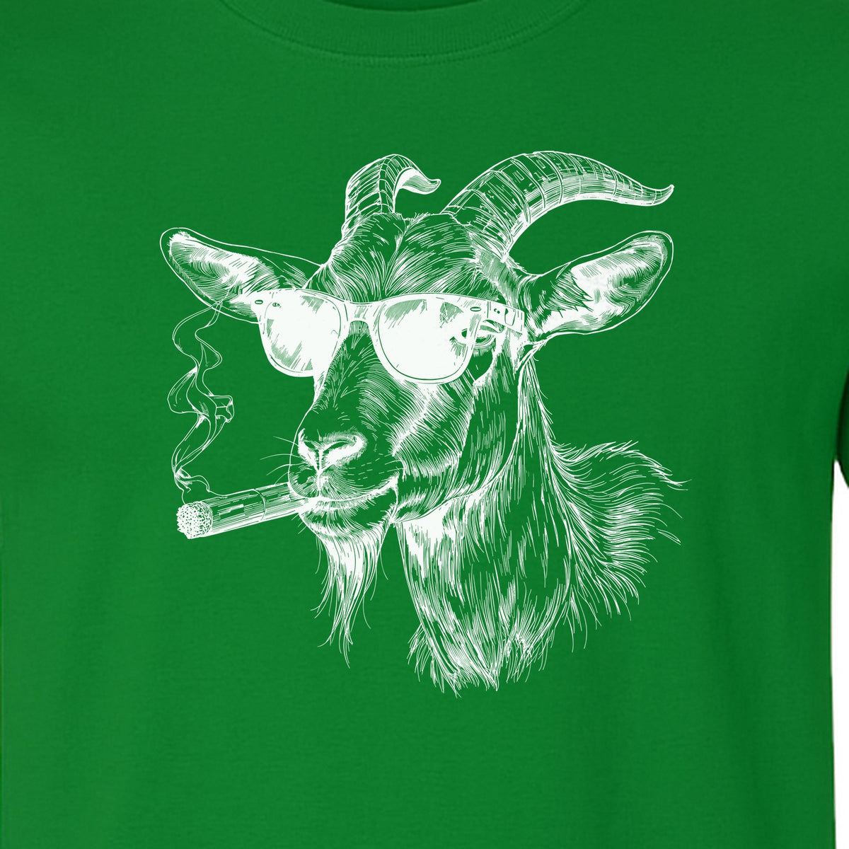 Goat T-Shirt, Sunglasses and Cigar Illustration for Funny Animal Graphic Fans