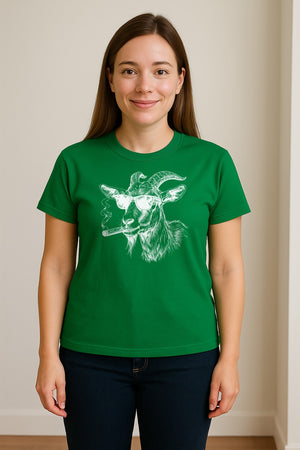 Goat T-Shirt, Sunglasses and Cigar Illustration for Funny Animal Graphic Fans