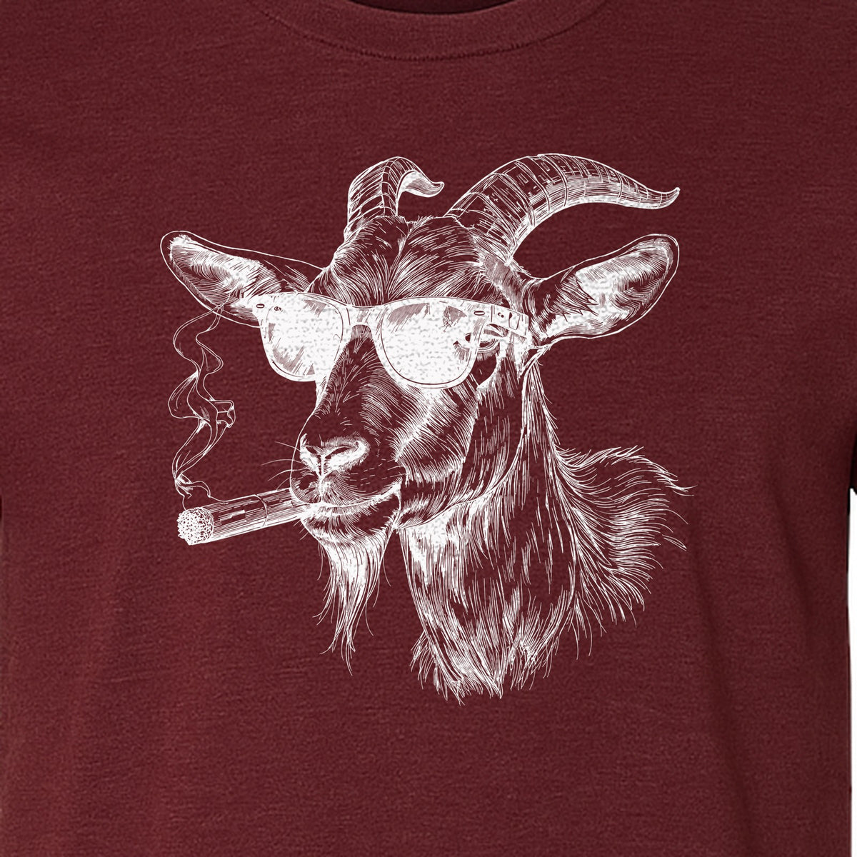 Goat T-Shirt, Sunglasses and Cigar Illustration for Funny Animal Graphic Fans