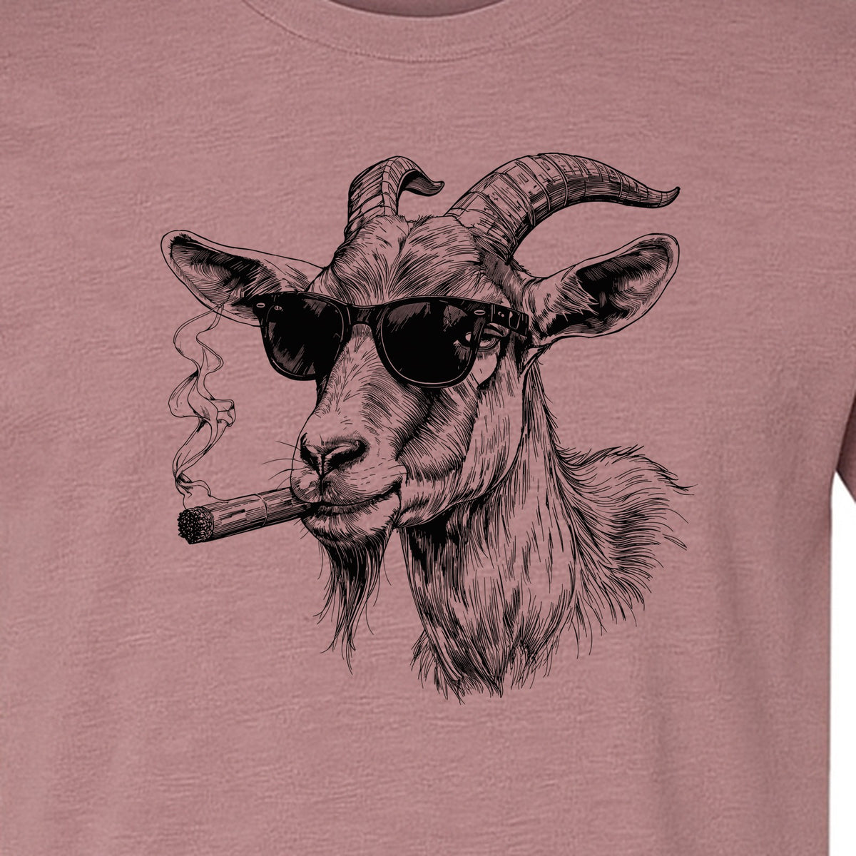 Goat T-Shirt, Sunglasses and Cigar Illustration for Funny Animal Graphic Fans