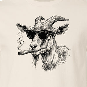Goat T-Shirt, Sunglasses and Cigar Illustration for Funny Animal Graphic Fans