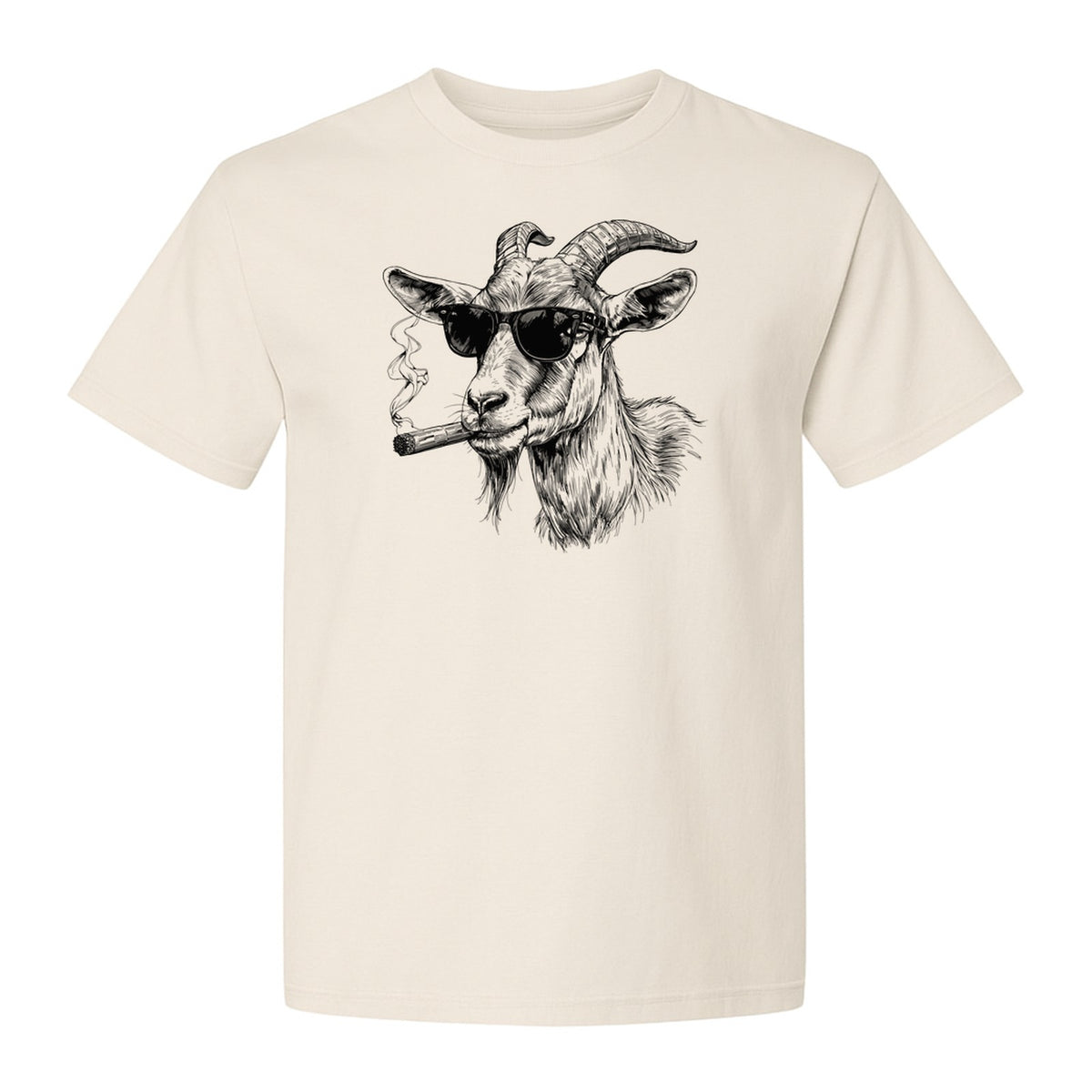 Goat T-Shirt, Sunglasses and Cigar Illustration for Funny Animal Graphic Fans