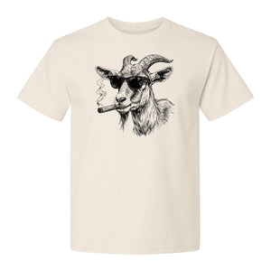 Goat T-Shirt, Sunglasses and Cigar Illustration for Funny Animal Graphic Fans