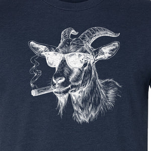 Goat T-Shirt, Sunglasses and Cigar Illustration for Funny Animal Graphic Fans