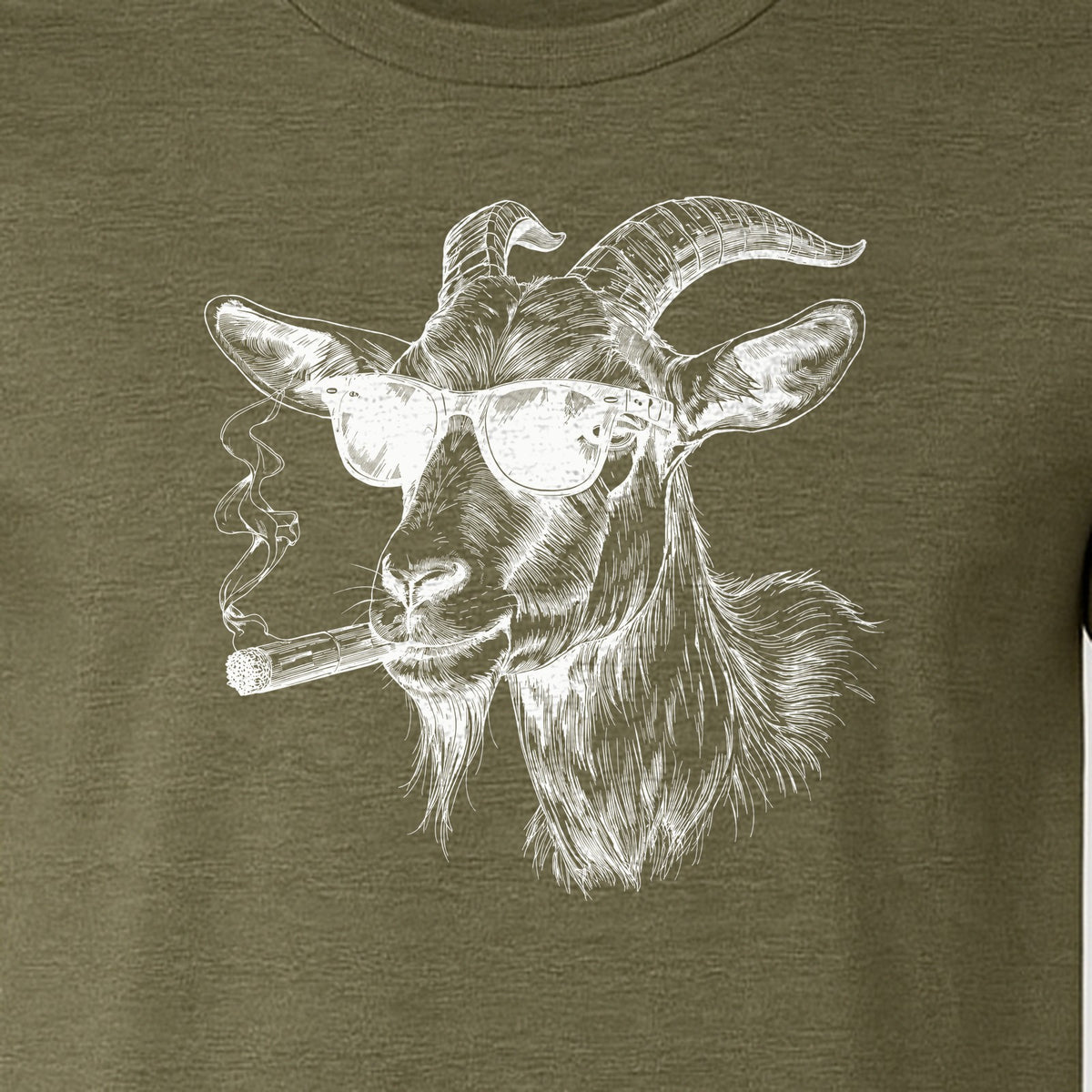 Goat T-Shirt, Sunglasses and Cigar Illustration for Funny Animal Graphic Fans