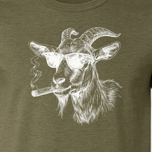 Goat T-Shirt, Sunglasses and Cigar Illustration for Funny Animal Graphic Fans