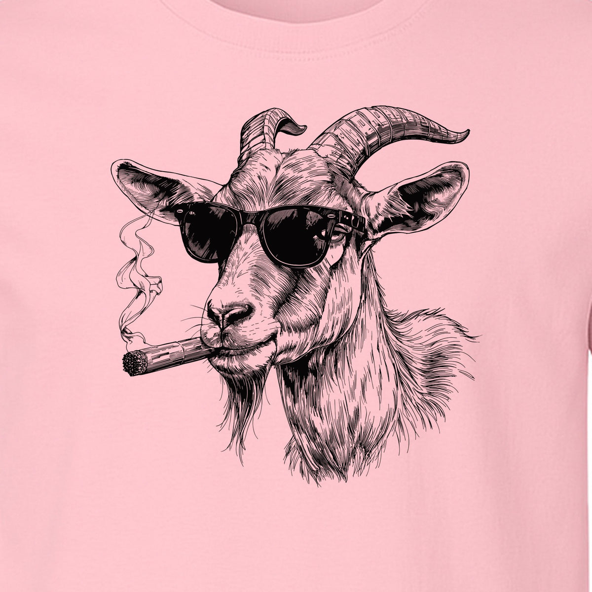 Goat T-Shirt, Sunglasses and Cigar Illustration for Funny Animal Graphic Fans