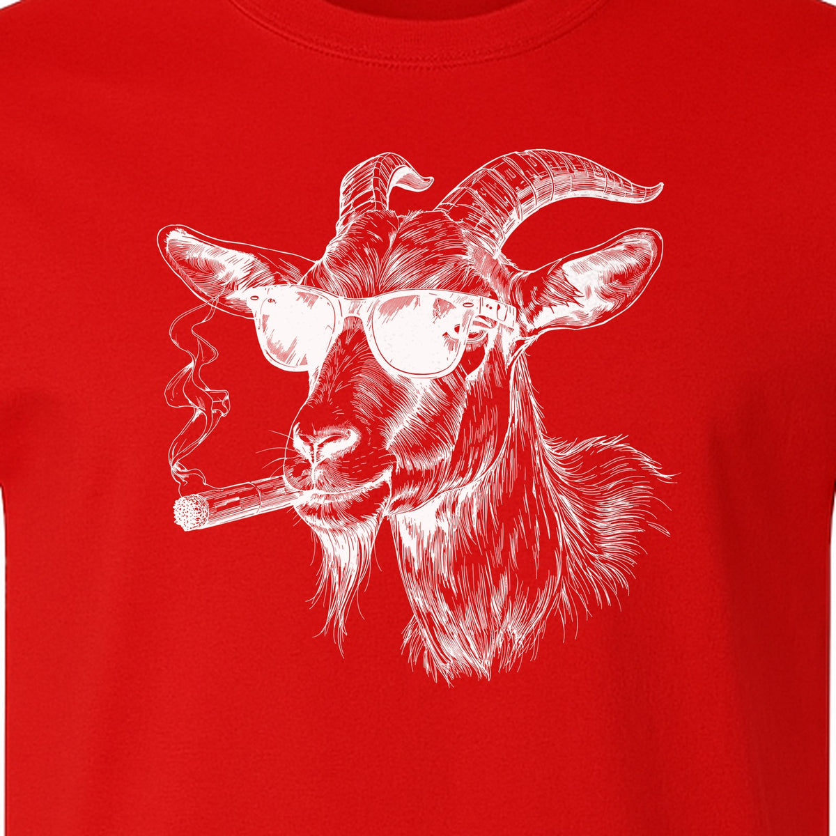 Goat T-Shirt, Sunglasses and Cigar Illustration for Funny Animal Graphic Fans