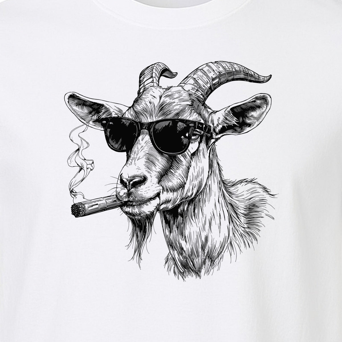 Goat T-Shirt, Sunglasses and Cigar Illustration for Funny Animal Graphic Fans