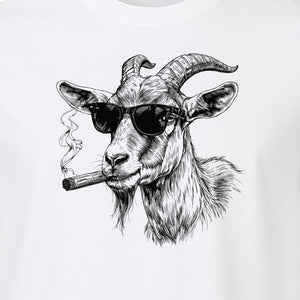 Goat T-Shirt, Sunglasses and Cigar Illustration for Funny Animal Graphic Fans