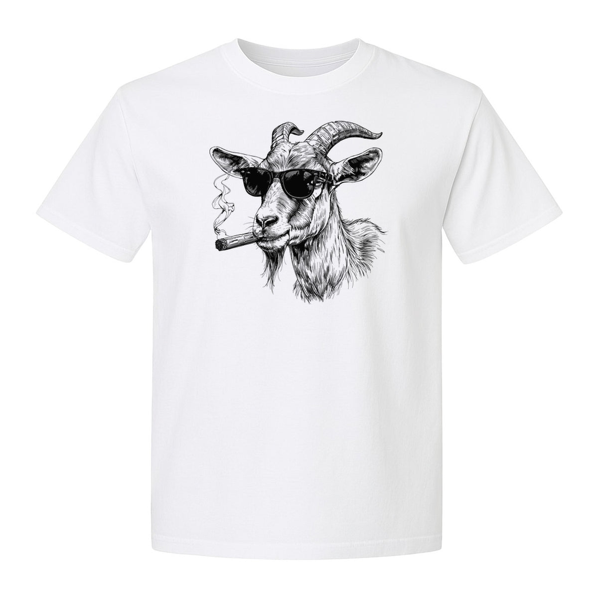 Goat T-Shirt, Sunglasses and Cigar Illustration for Funny Animal Graphic Fans
