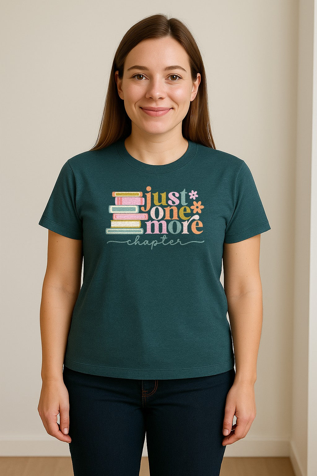 Book Lover T-Shirt, Just One More Chapter Reading Quote Graphic for Readers and Librarians
