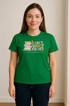 Book Lover T-Shirt, Just One More Chapter Reading Quote Graphic for Readers and Librarians