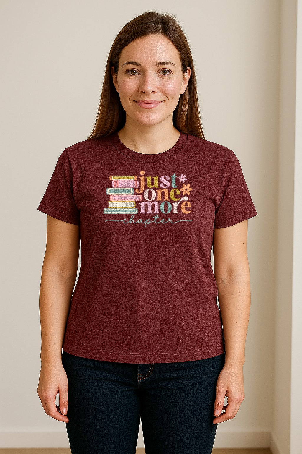 Book Lover T-Shirt, Just One More Chapter Reading Quote Graphic for Readers and Librarians