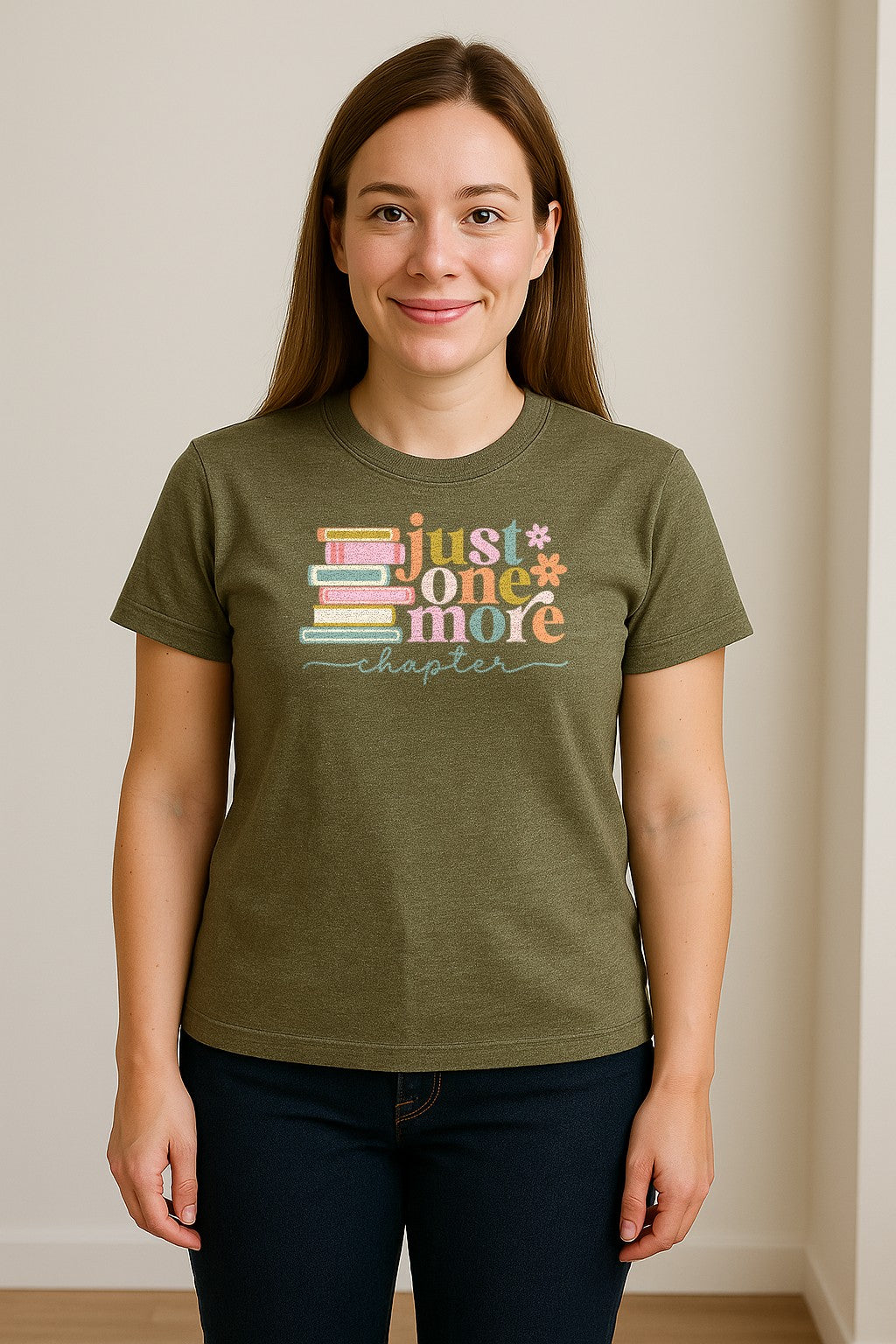 Book Lover T-Shirt, Just One More Chapter Reading Quote Graphic for Readers and Librarians