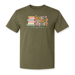 Book Lover T-Shirt, Just One More Chapter Reading Quote Graphic for Readers and Librarians