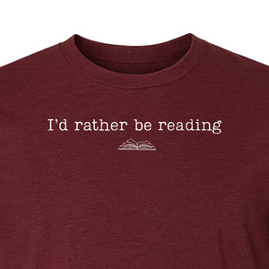 Bookworm T-Shirt, I'd Rather Be Reading Graphic Tee for Librarians, Book Club Members and Introverts