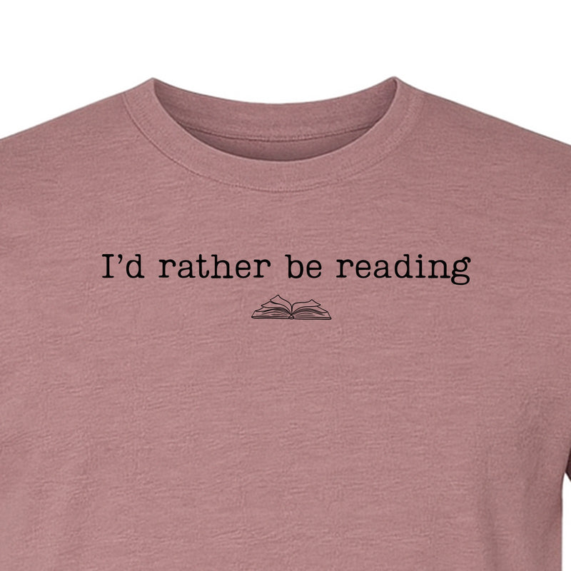 Bookworm T-Shirt, I'd Rather Be Reading Graphic Tee for Librarians, Book Club Members and Introverts