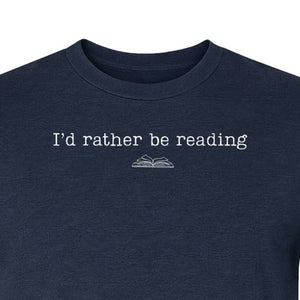 Bookworm T-Shirt, I'd Rather Be Reading Graphic Tee for Librarians, Book Club Members and Introverts